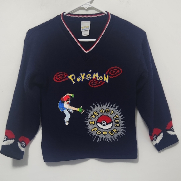 Pokemon Other - Rare Vintage Kid Medium Pokémon Character Sweate Blue